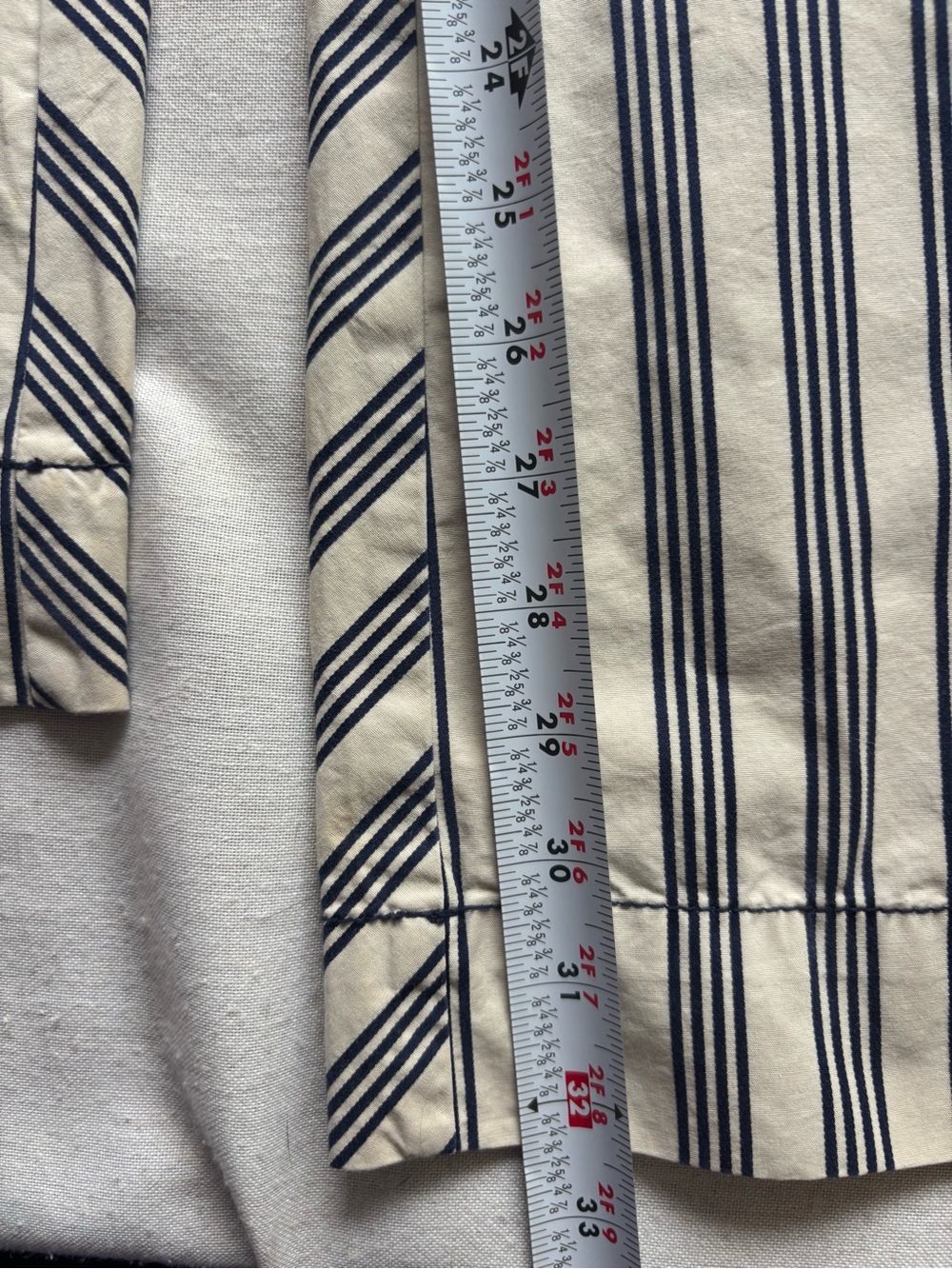 NWT Anthropologie Striped Wide Leg Full Length Pants Beige Navy Size 4 - Picture 9 of 10